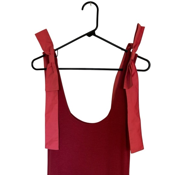 NWT Summersalt Poplin Ribbed Tie Shoulder Maxi Dress Medium Soft - Picture 4 of 10